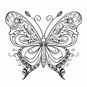 Whimsical Heart Butterfly Coloring Pages 2