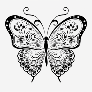 Whimsical Heart Butterfly Coloring Pages 3