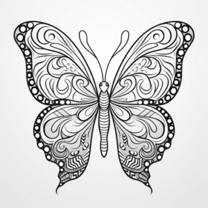 Whimsical Heart Butterfly Coloring Pages 4
