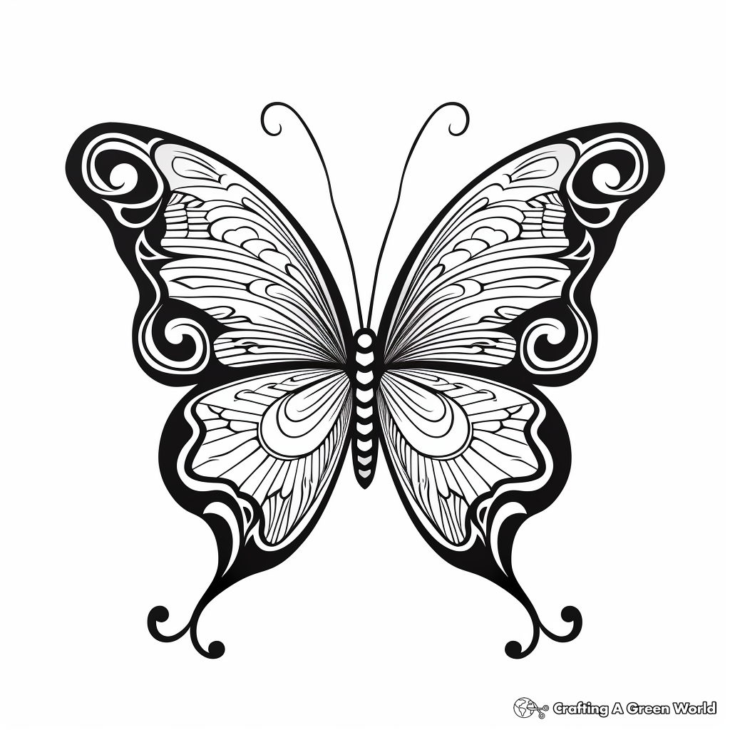 Whimsical Heart with Butterfly Wings Coloring Pages 3