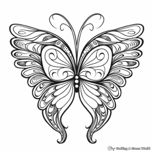 Whimsical Heart with Butterfly Wings Coloring Pages 4