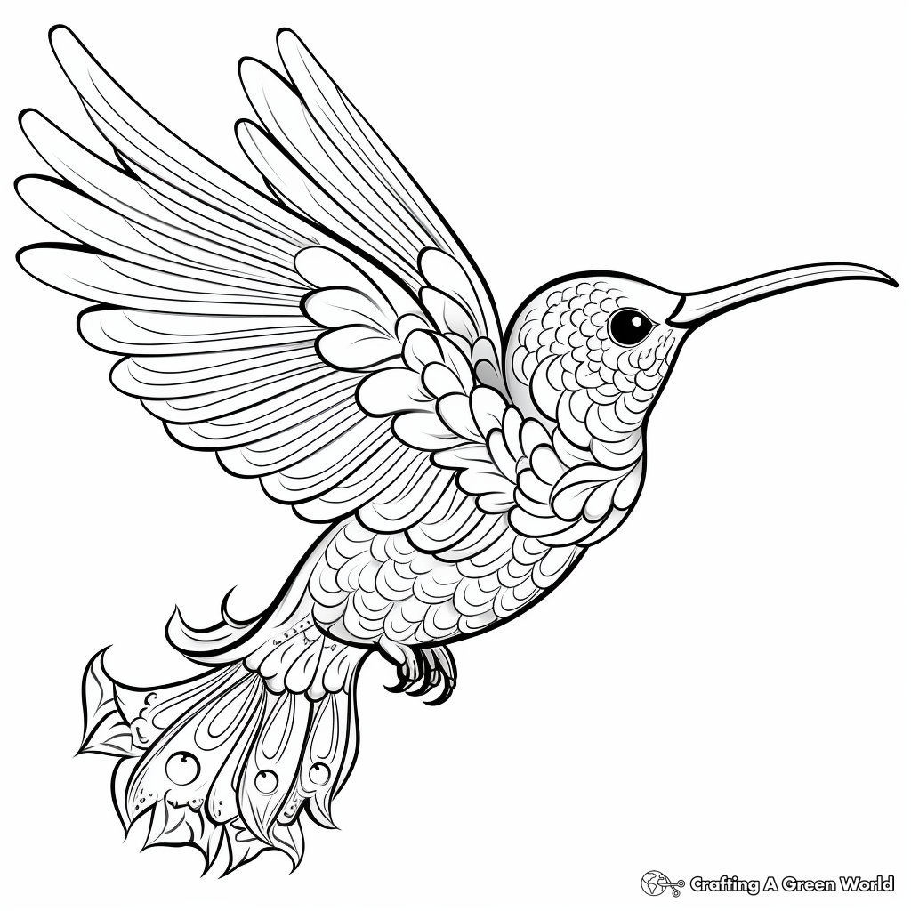 Whimsical Hummingbird Coloring Pages: Elegant and Detailed 2