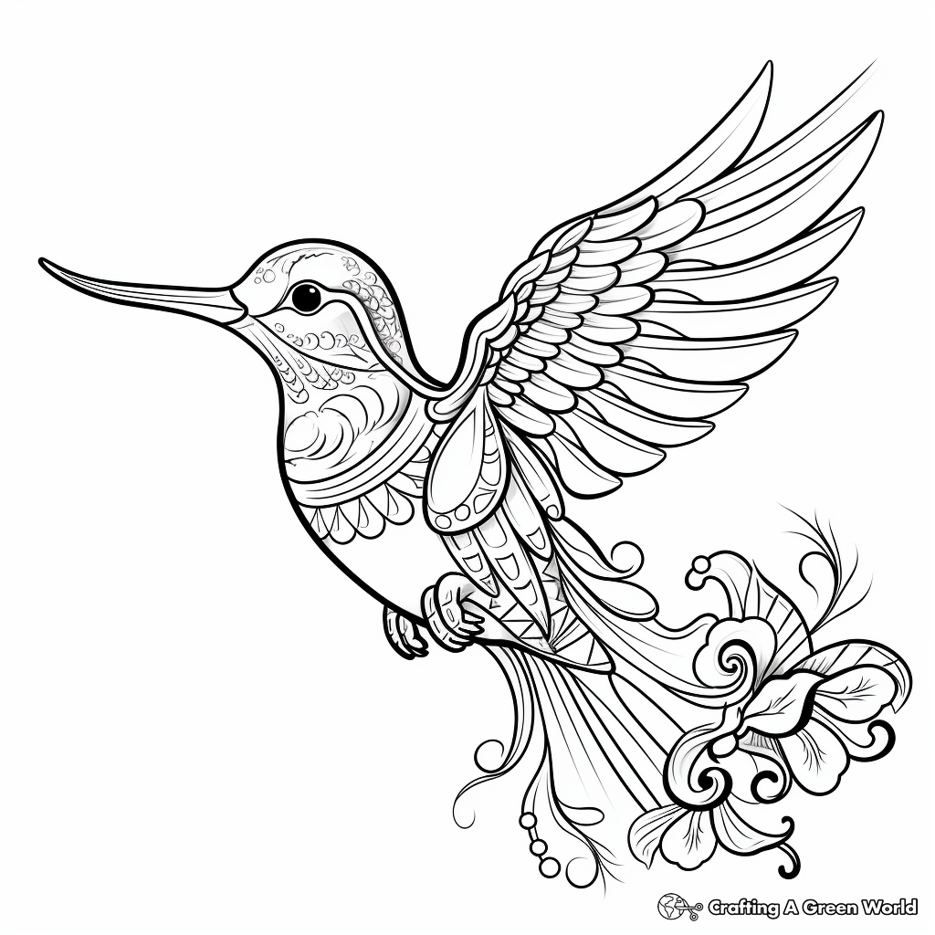Whimsical Hummingbird Coloring Pages: Elegant and Detailed 4