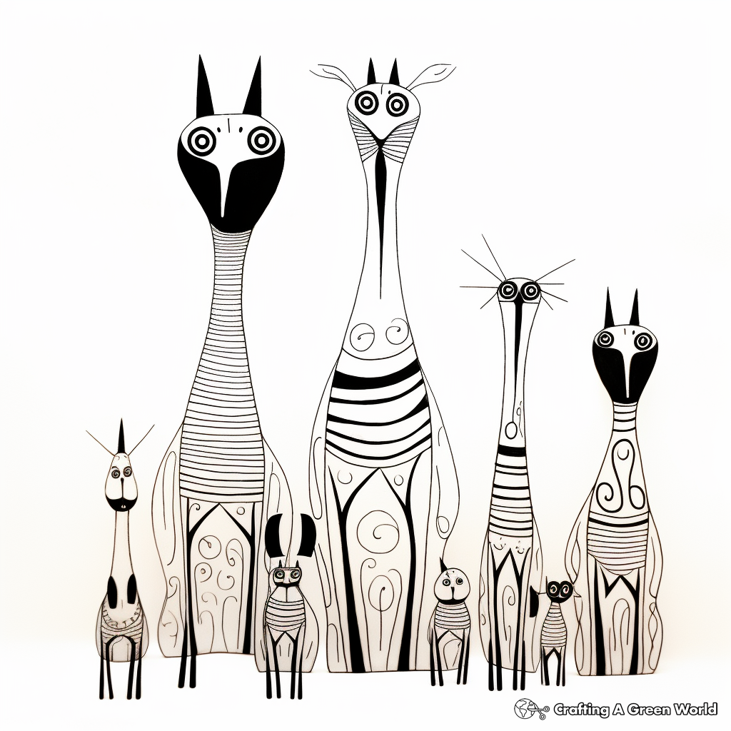 Whimsical Kangaroo Family Coloring Pages 3