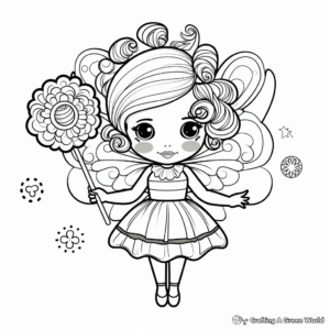 Whimsical Lollipop Fairy Coloring Pages 2
