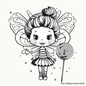 Whimsical Lollipop Fairy Coloring Pages 4