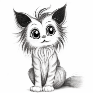 Whimsical Long Haired Kitten Coloring Pages 3