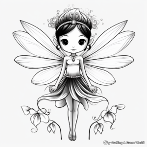 Whimsical Lotus Fairy Coloring Pages 1