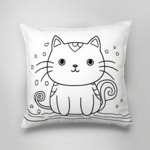 Whimsical Pillow Cat Coloring Pages 1