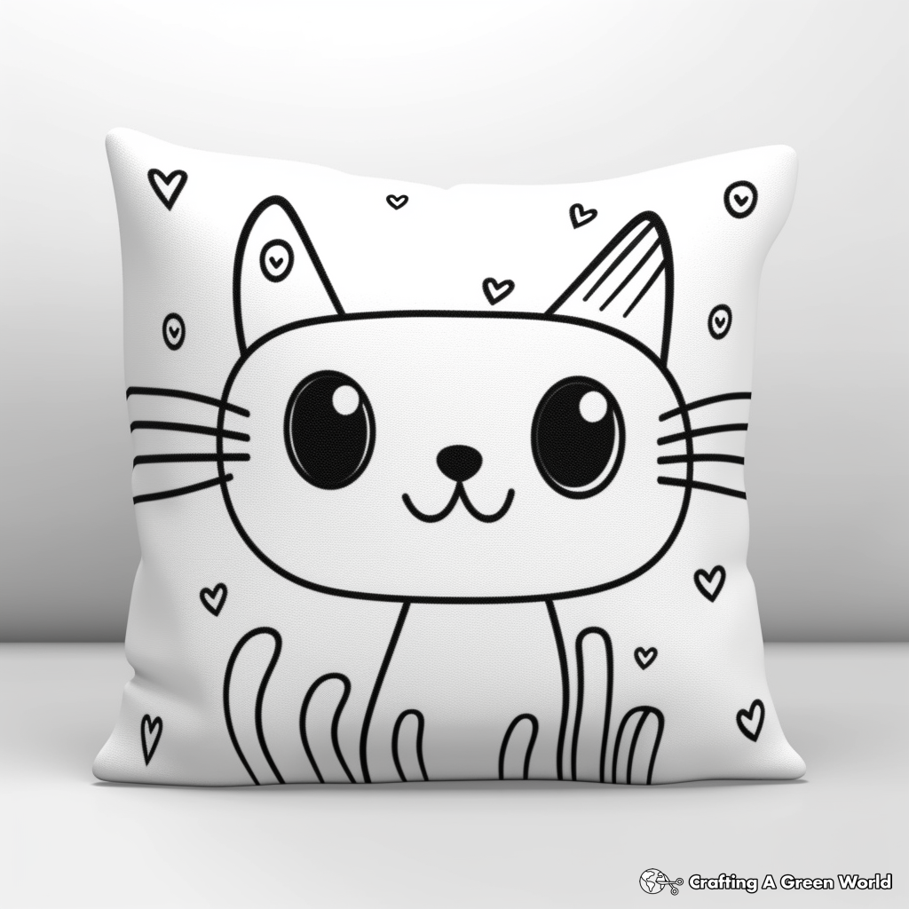 Whimsical Pillow Cat Coloring Pages 2