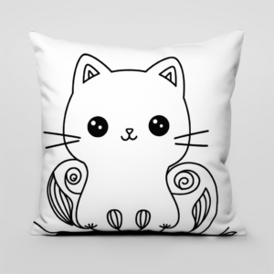 Whimsical Pillow Cat Coloring Pages 3