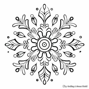 Whimsical Snowflakes Coloring Pages for Fantasy Lovers 4