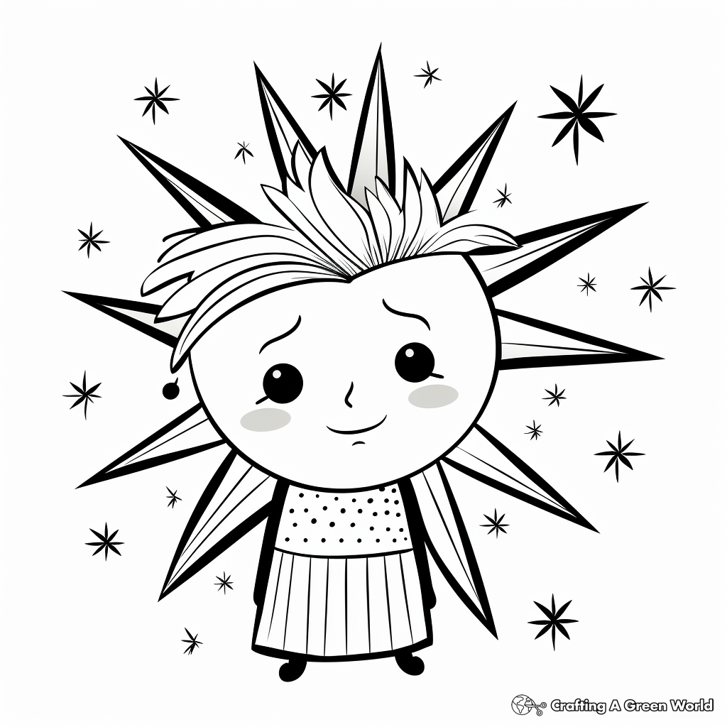 Whimsical Star-Character Get Well Soon Coloring Pages 1