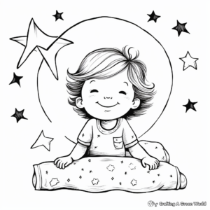 Whimsical Starry Crescent Moon Coloring Pages 4