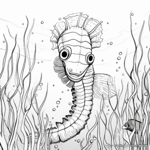 Whimsical 'Thinking of You' Seahorse Coloring Pages 2