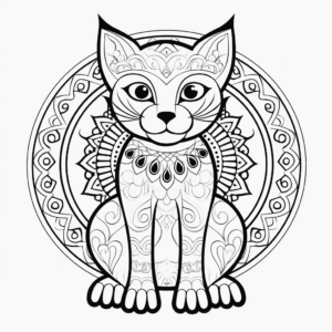 Whimsical Tonkinese Cat Mandala Coloring Pages 1