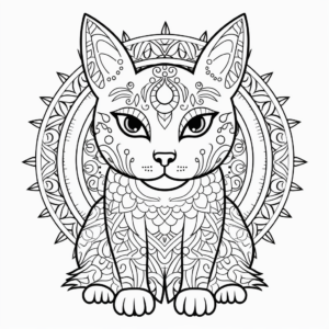 Whimsical Tonkinese Cat Mandala Coloring Pages 3