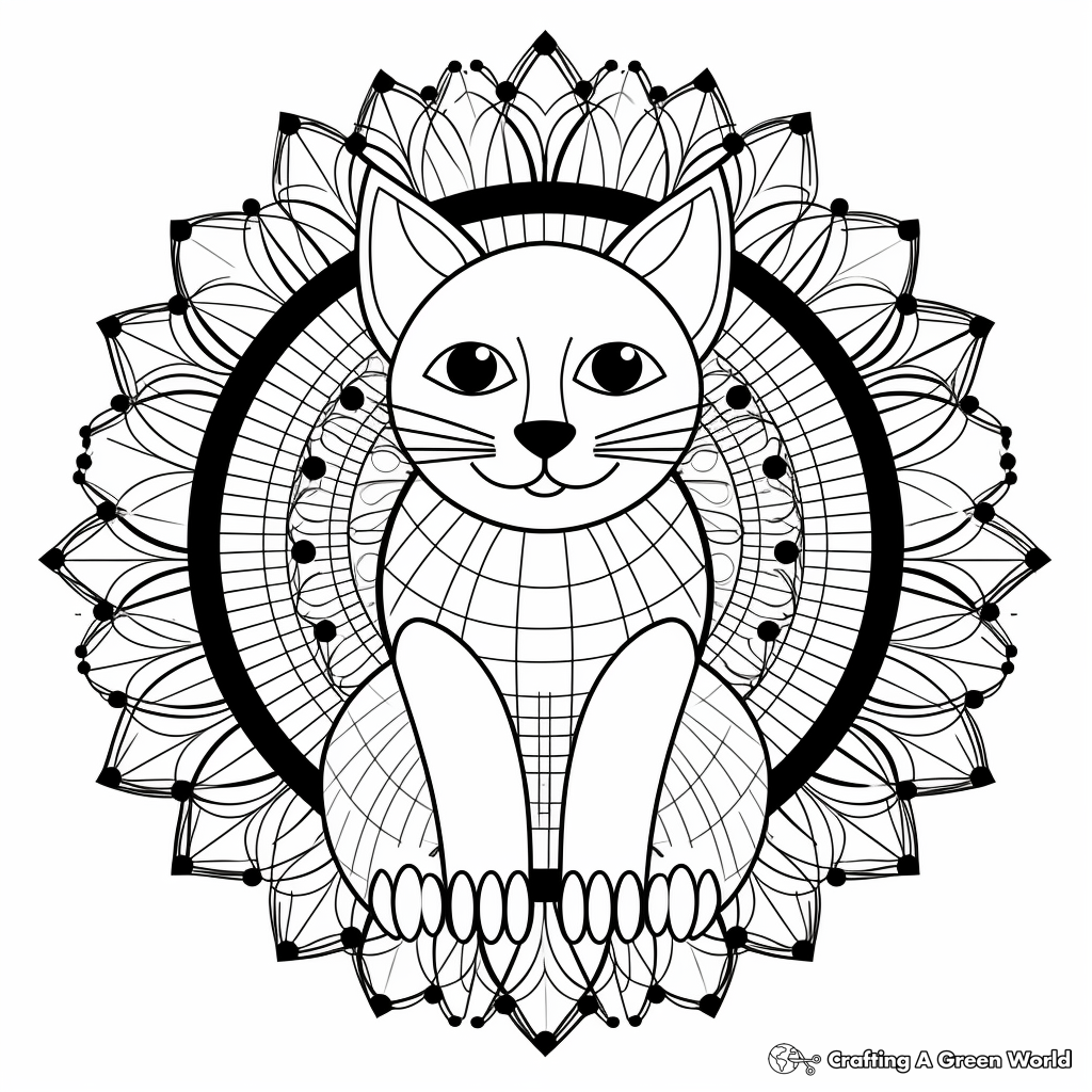 Whimsical Tonkinese Cat Mandala Coloring Pages 4