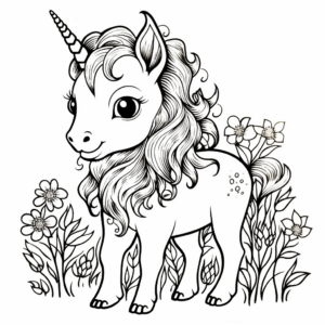 Whimsical Unicorn Coloring Pages 1