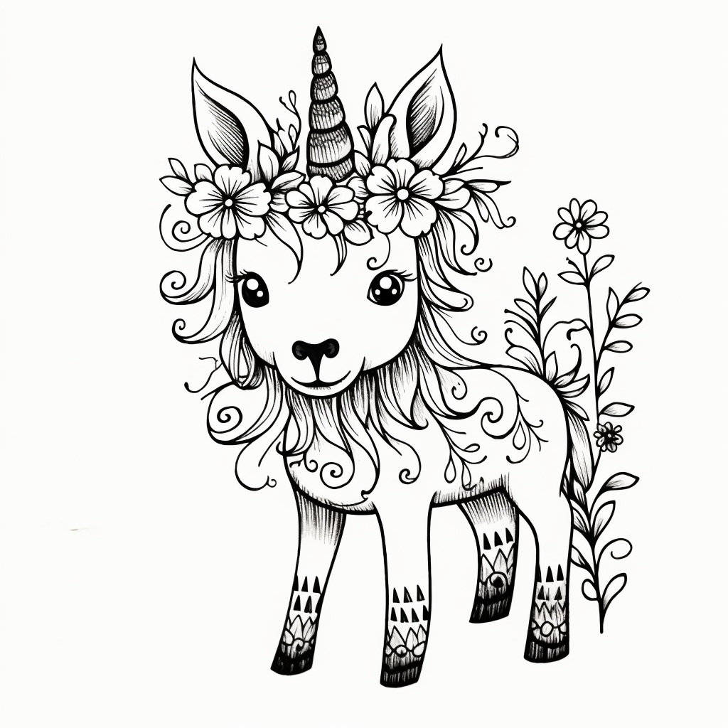 Whimsical Unicorn Coloring Pages 2