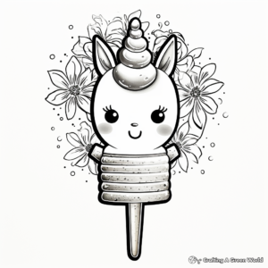 Whimsical Unicorn Popsicle Coloring Pages for Children 2