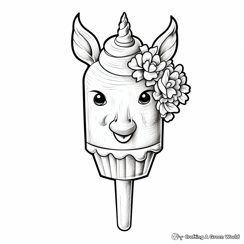 Whimsical Unicorn Popsicle Coloring Pages for Children 4