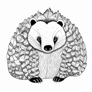 Whimsical Winter Badger Coloring Pages 4