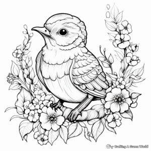 Whimsical Wren and Wildflower Coloring Pages 3