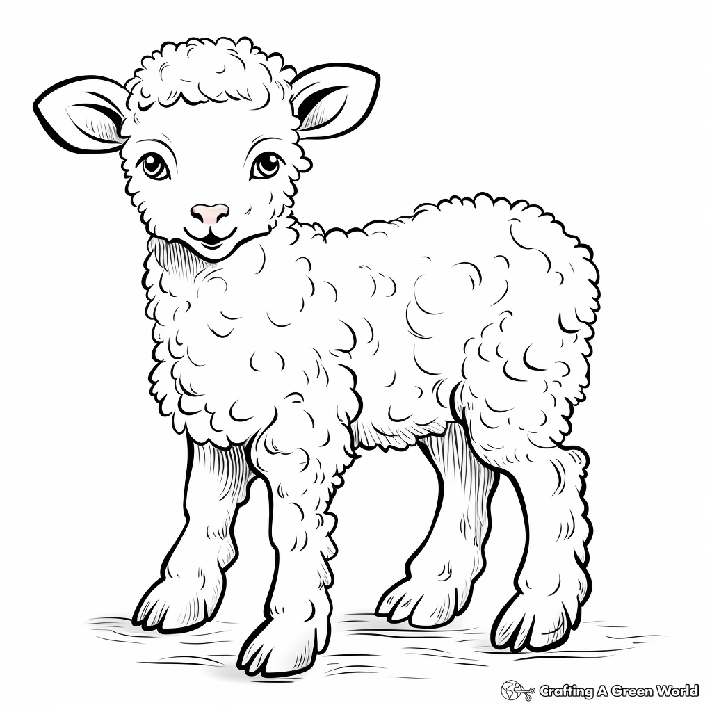 Whimsy Baby Sheep (Lamb) Coloring Pages 2