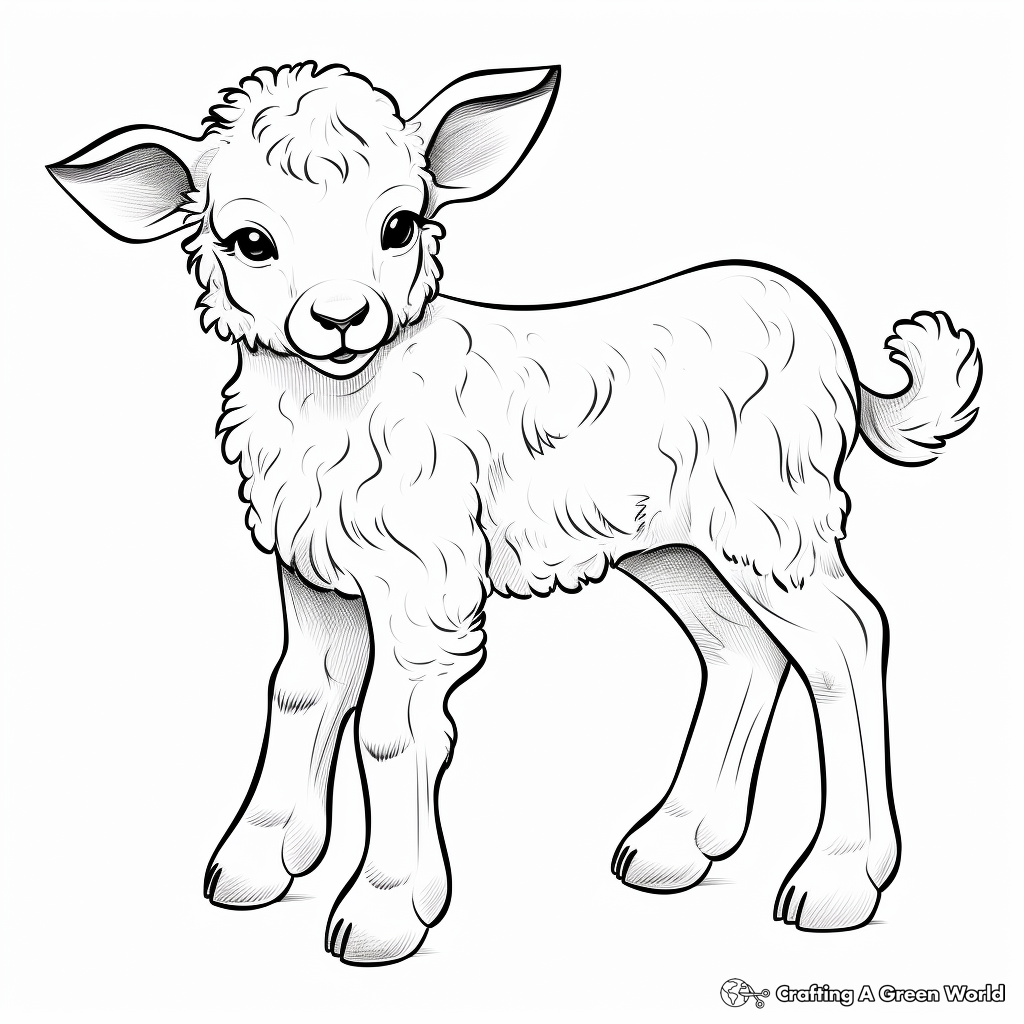Whimsy Baby Sheep (Lamb) Coloring Pages 3