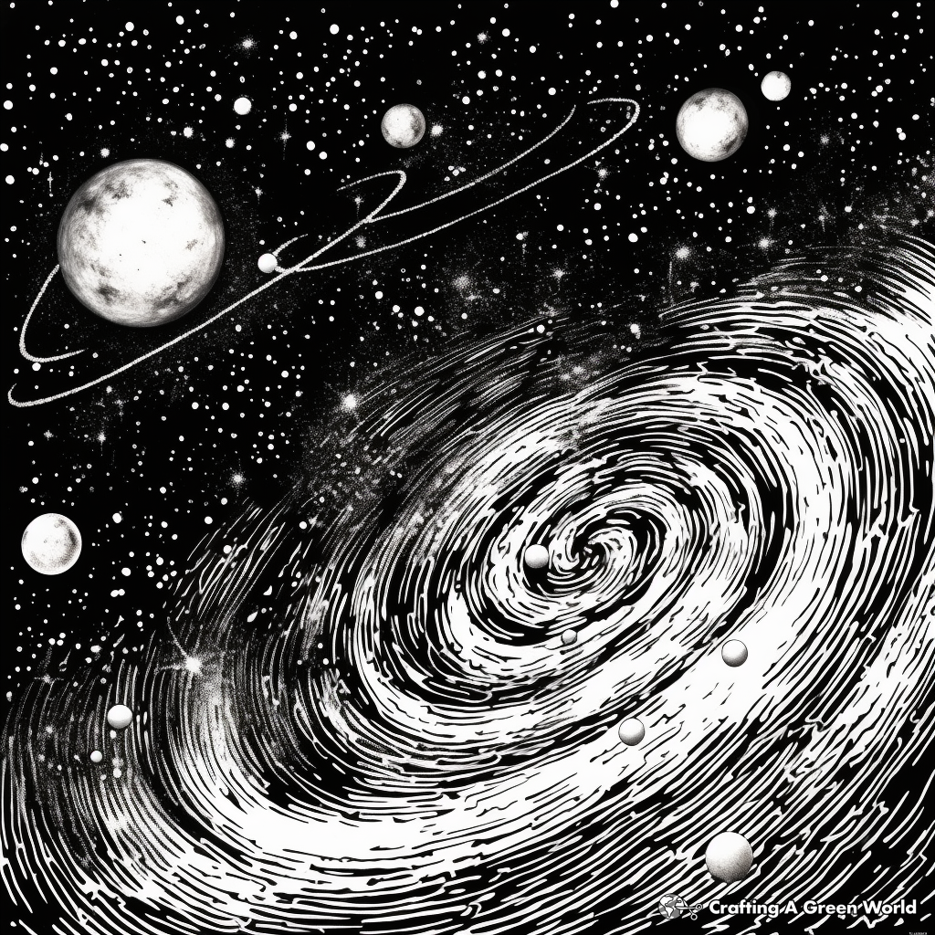 Whirlpool Galaxy Coloring Pages for Adults 1