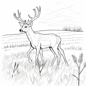 White Tailed Deer Grazing Field Coloring Page 2