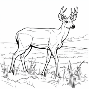 White Tailed Deer Grazing Field Coloring Page 4
