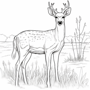 White Tailed Deer's Savanna Habitat Coloring Page 2