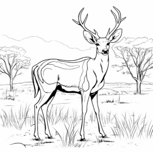 White Tailed Deer's Savanna Habitat Coloring Page 4