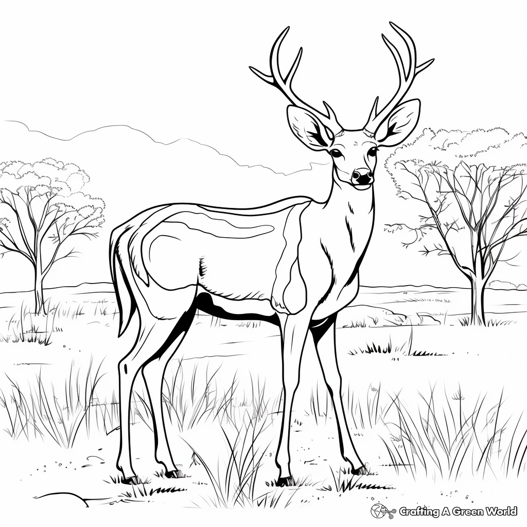White Tailed Deer's Savanna Habitat Coloring Page 4