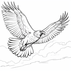 White-tailed Eagle Soaring Through the Clouds Coloring Sheets 1