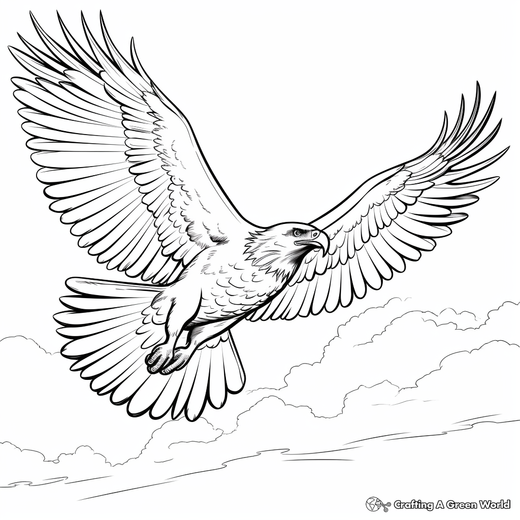 White-tailed Eagle Soaring Through the Clouds Coloring Sheets 1