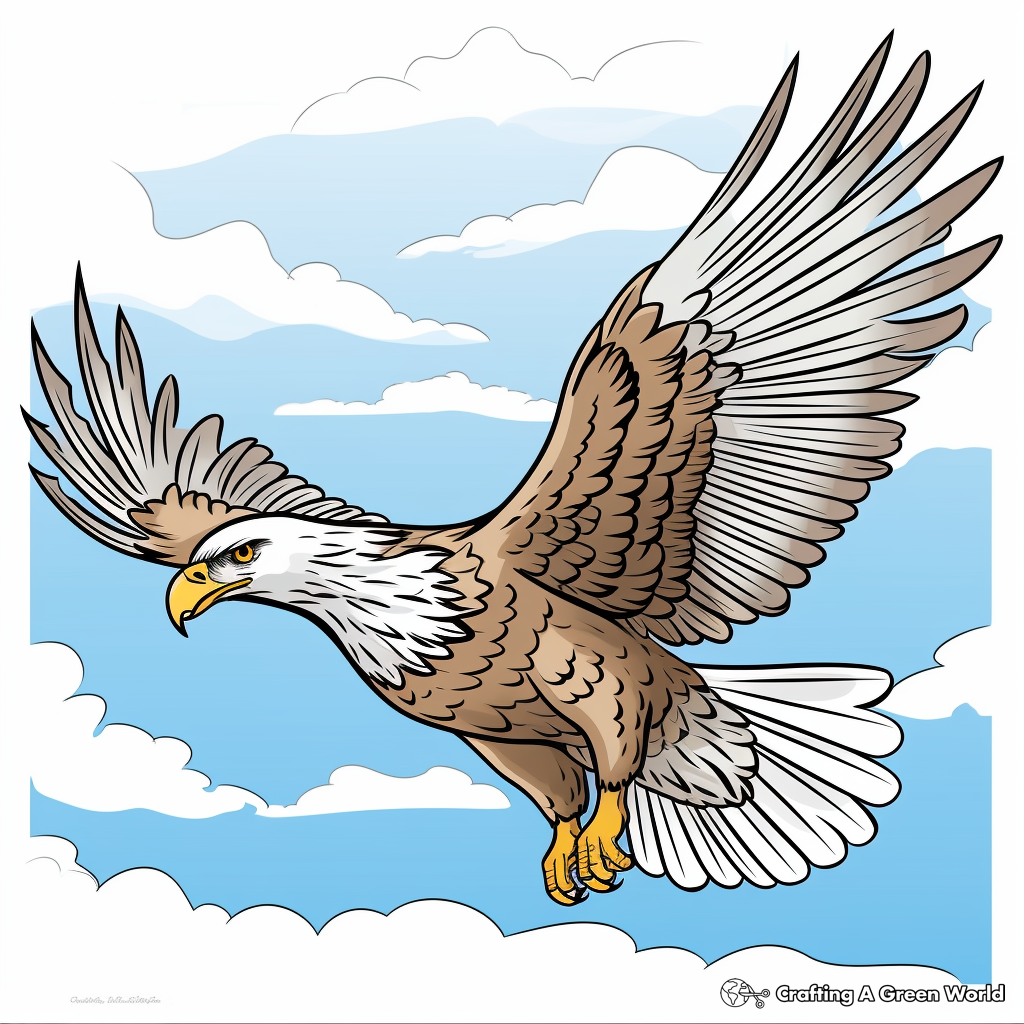 White-tailed Eagle Soaring Through the Clouds Coloring Sheets 2