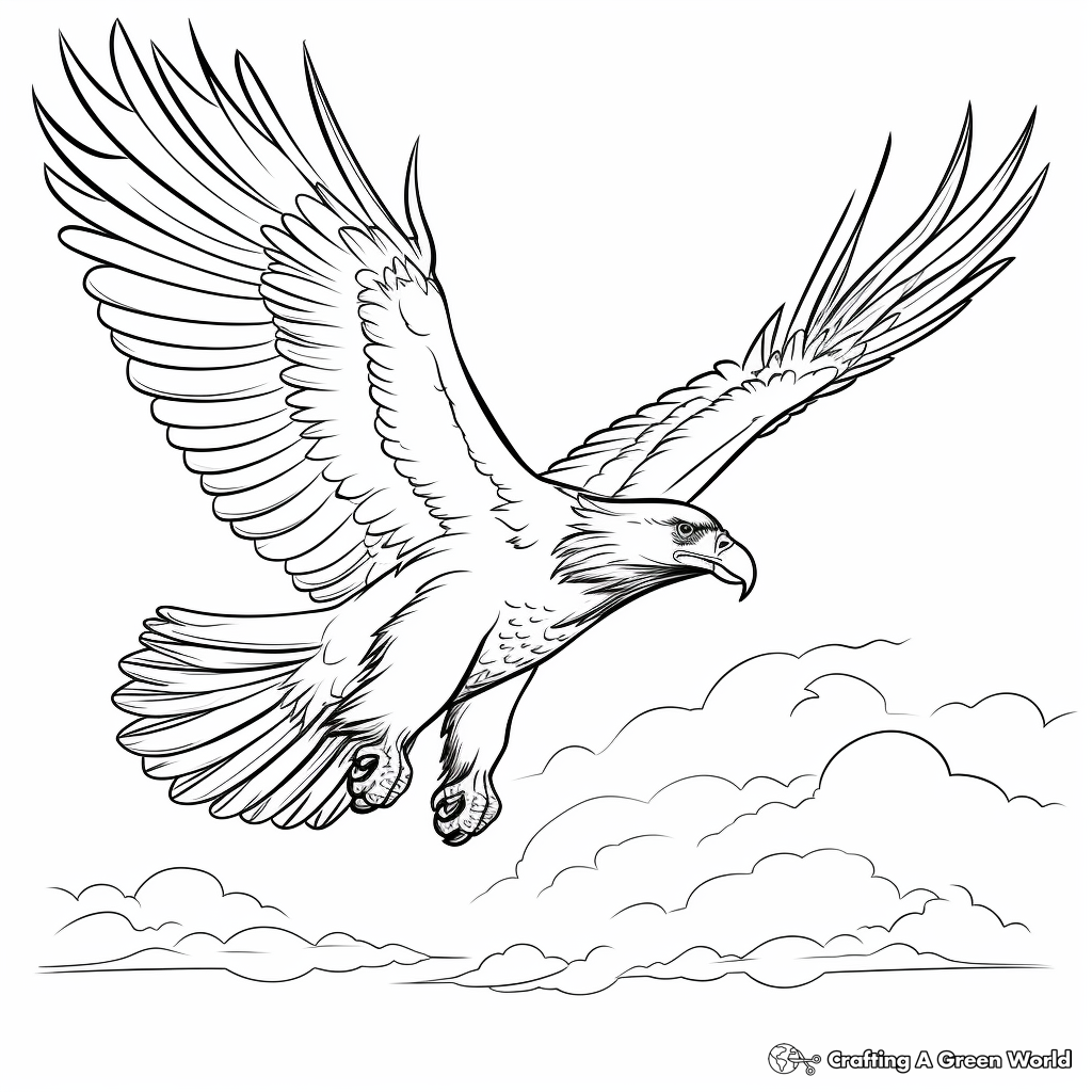 White-tailed Eagle Soaring Through the Clouds Coloring Sheets 4