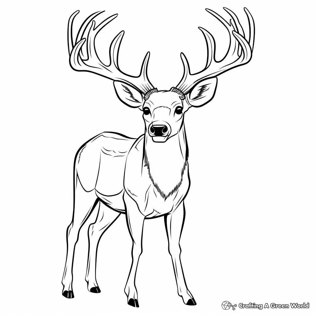 Whitetail Deer Antler Coloring Pages in Winter Setting 4