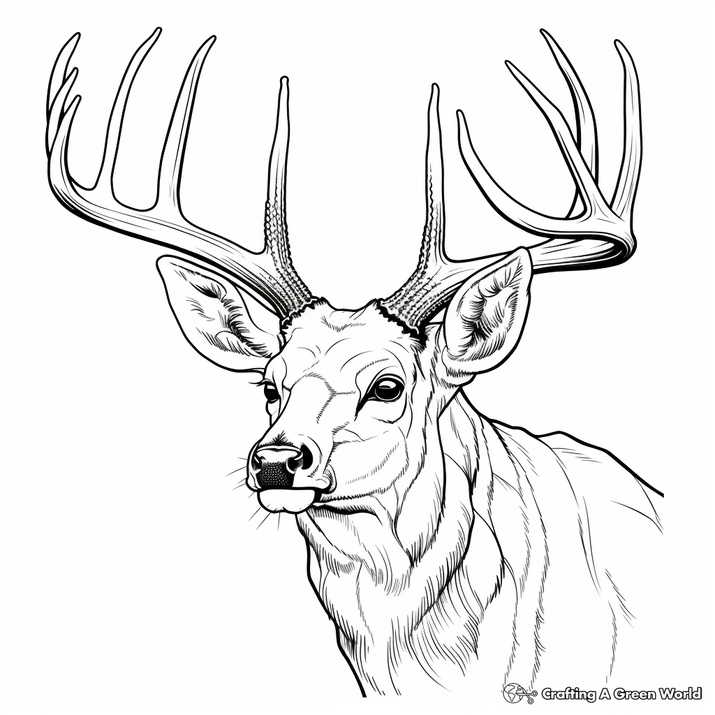 Whitetail Deer Head Coloring Pages for Hunting Enthusiasts 2