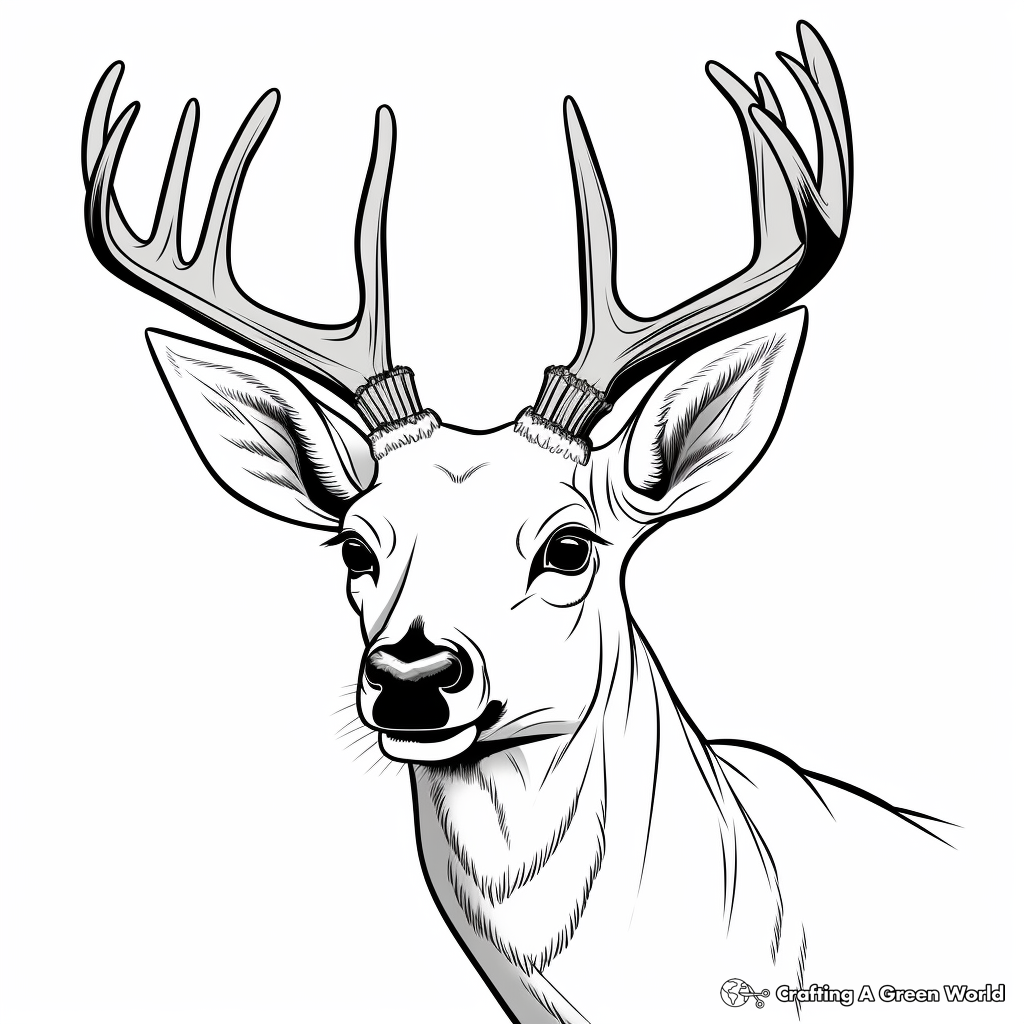 Whitetail Deer Head Coloring Pages for Hunting Enthusiasts 3