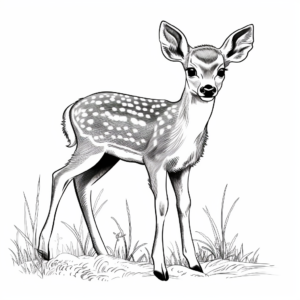 Whitetail Fawn in the Grass Coloring Pages 2