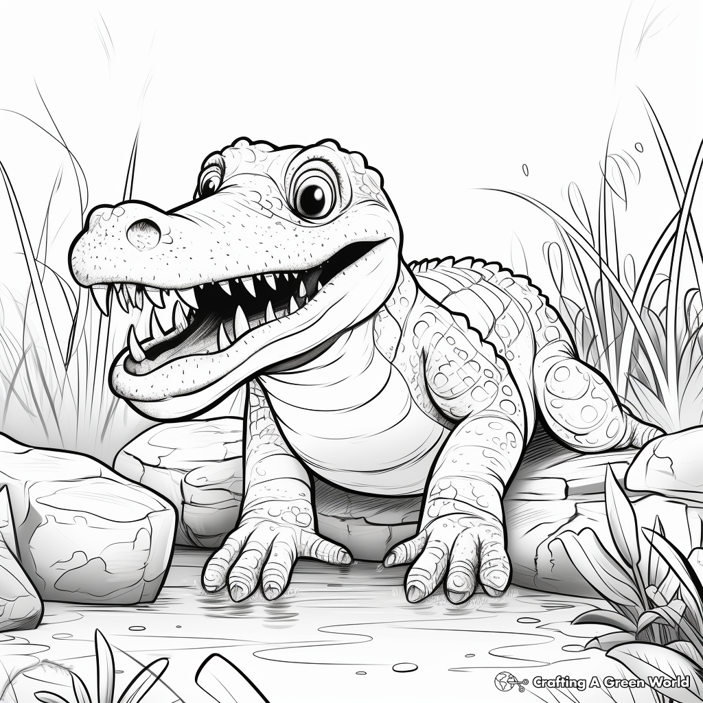 Wild Alligator Safari Coloring Pages 1