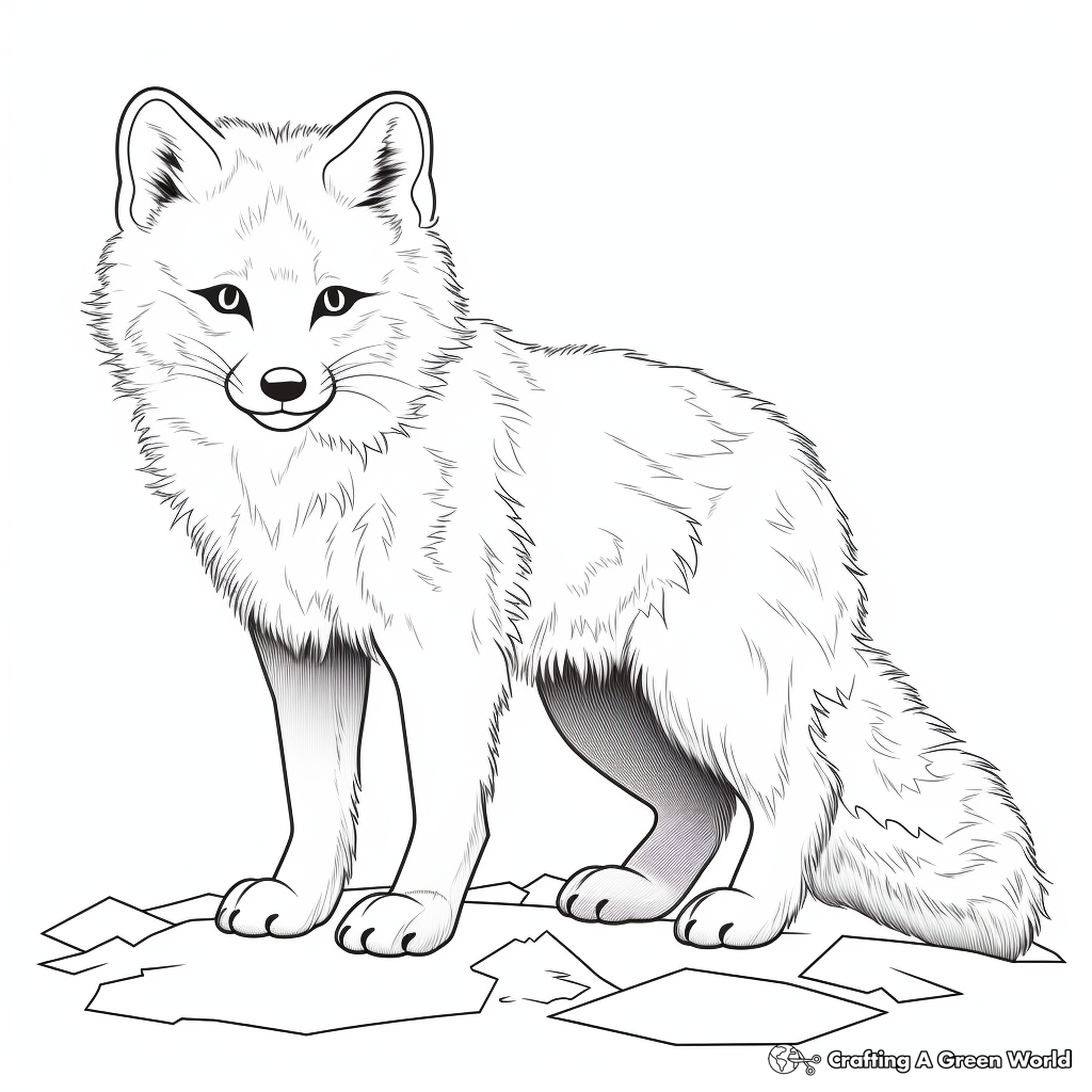 Wild Arctic Fox Chasing Prey Coloring Pages 4