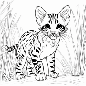 Wild Bengal Cat in the Jungle Coloring Pages 2