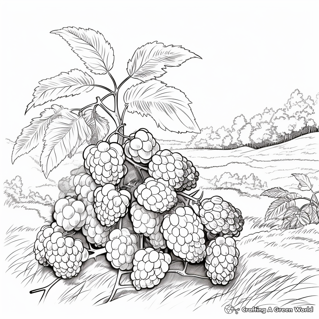 Wild Blackberry Bush Coloring Pages for Adults 3