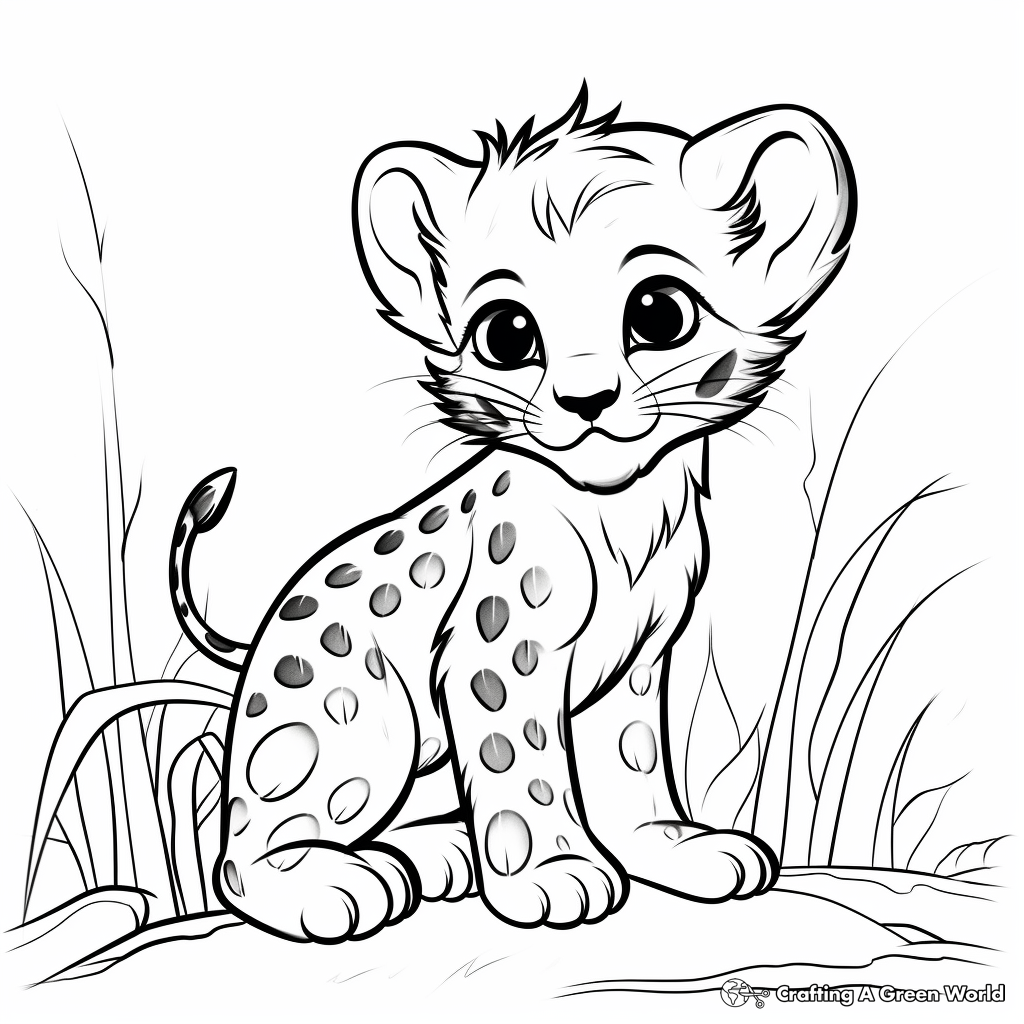 Wild Cheetah Cat Coloring Pages 2