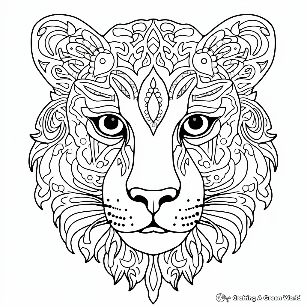 Wild Jaguar Face Coloring Pages for Adventure 1